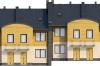 Projekt budynku mieszkalnego w zabudowie szeregowej L-6502, piętrowy, bez podpiwniczenia, bez garażu - elewacja frontowa