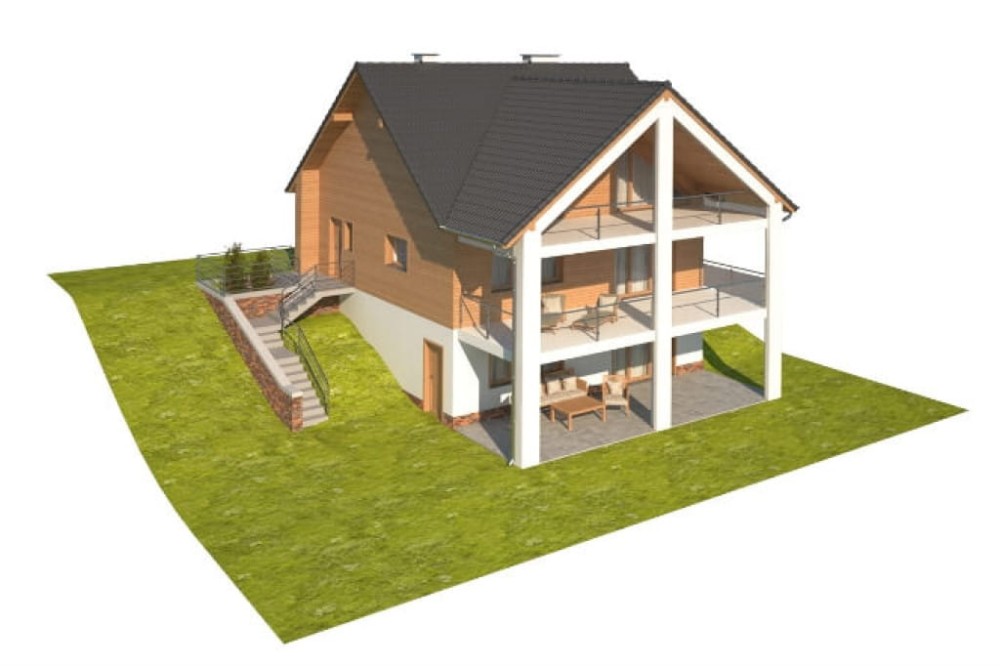 Projekt domu Onętek DM-6611, parterowy z poddaszem użytkowym i podpiwniczeniem - model
