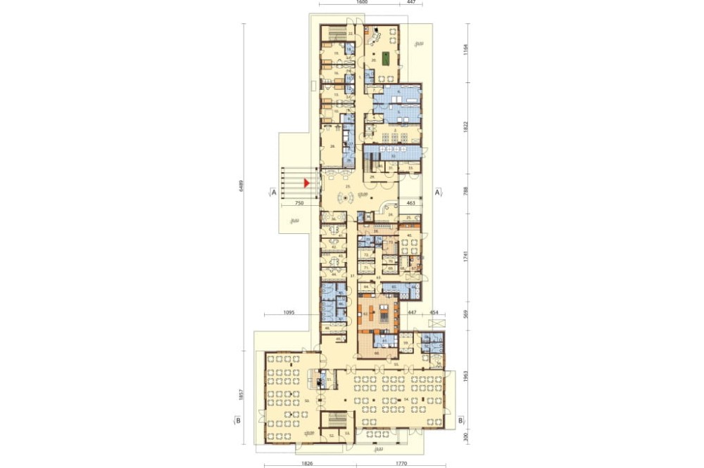 Projekt hotelu K-97, dwukondygnacyjny ze strychem nieużytkowym, niepodpiwniczony - rzut parteru