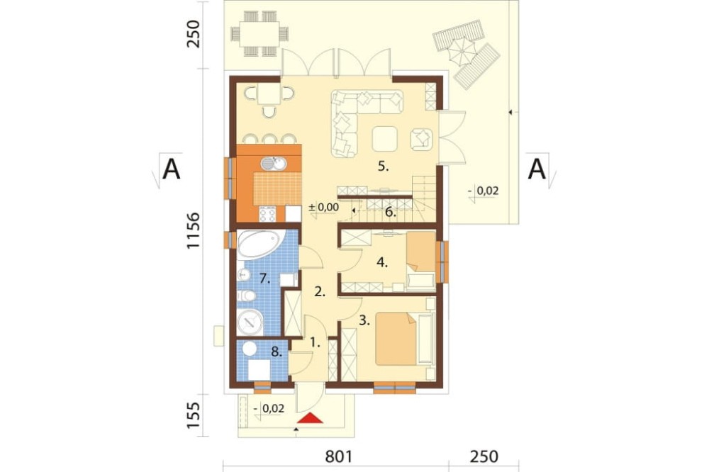 Projekt domu Orea 2 L-6785, parterowy z poddaszem użytkowym, bez garażu, bez podpiwniczenia - rzut parteru