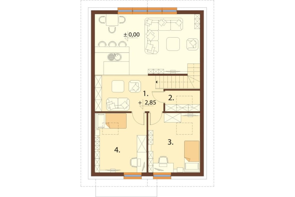Projekt domu Orea 2 L-6785, parterowy z poddaszem użytkowym, bez garażu, bez podpiwniczenia - rzut antresoli