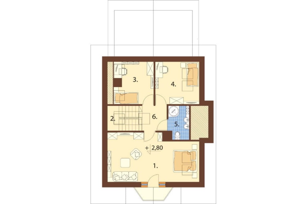 Projekt domu Zacisze N DM-6168 N, parterowy z poddaszem mieszkalnym, bez podpiwniczenia z garażem - rzut poddasza