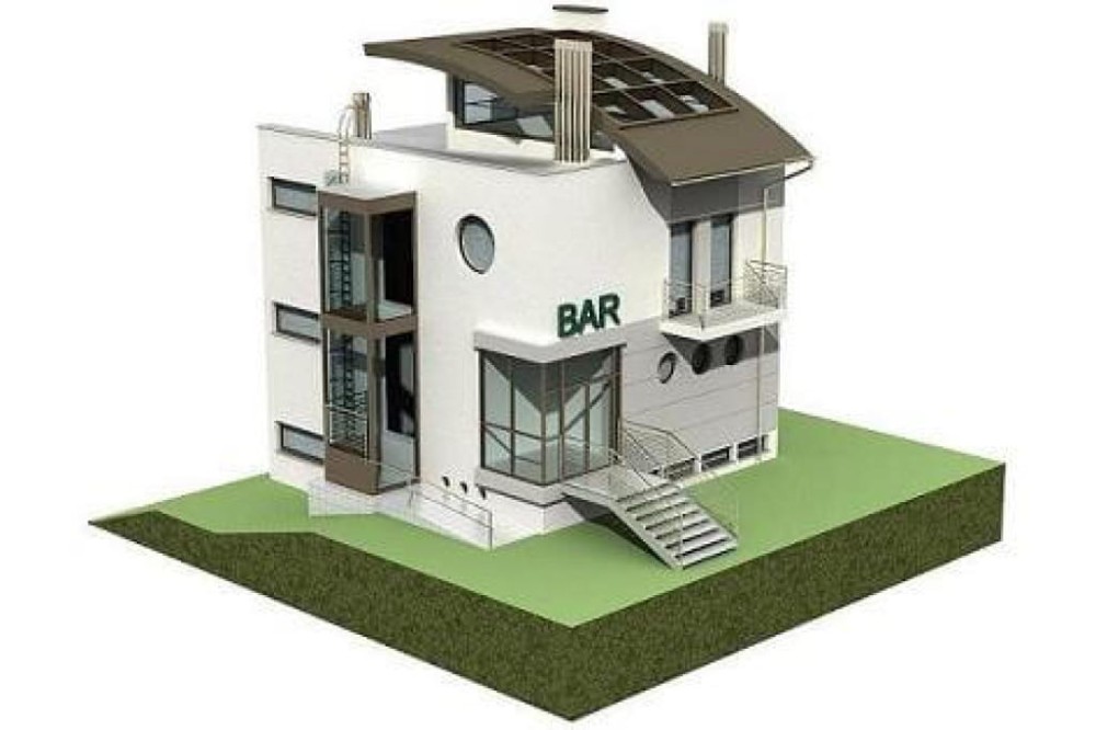 Projekt baru K-02, budynek piętrowy, podpiwniczony - model