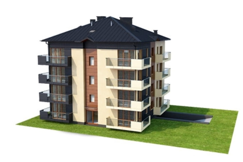 Projekt budynku wielorodzinnego L-6496 B, trzypiętrowy, ze strychem nieużytkowym z mozliwością do adaptacji, z garażem podziemnym - model
