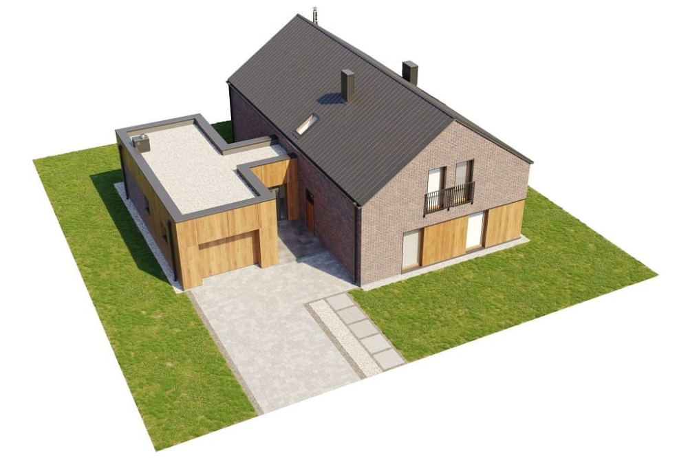 Projekt domu Deva DM-6709, parterowy z antresolą, jednorodzinny, tradycyjny, z garażem jednostanowiskowym, bez podpiwniczenia - model