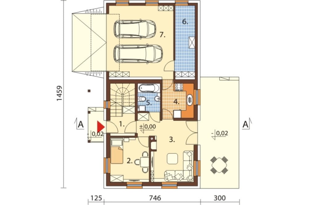 Projekt domu L-6525 - rzut parteru