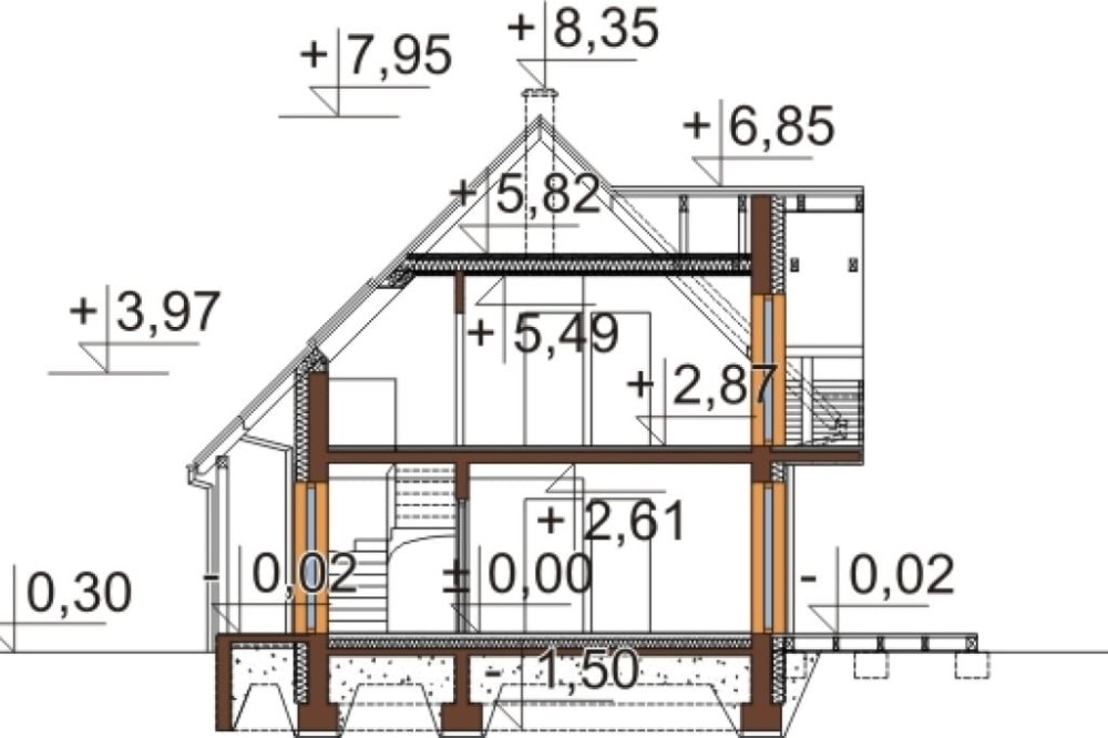 Projekt domu L-6525 - przekrój