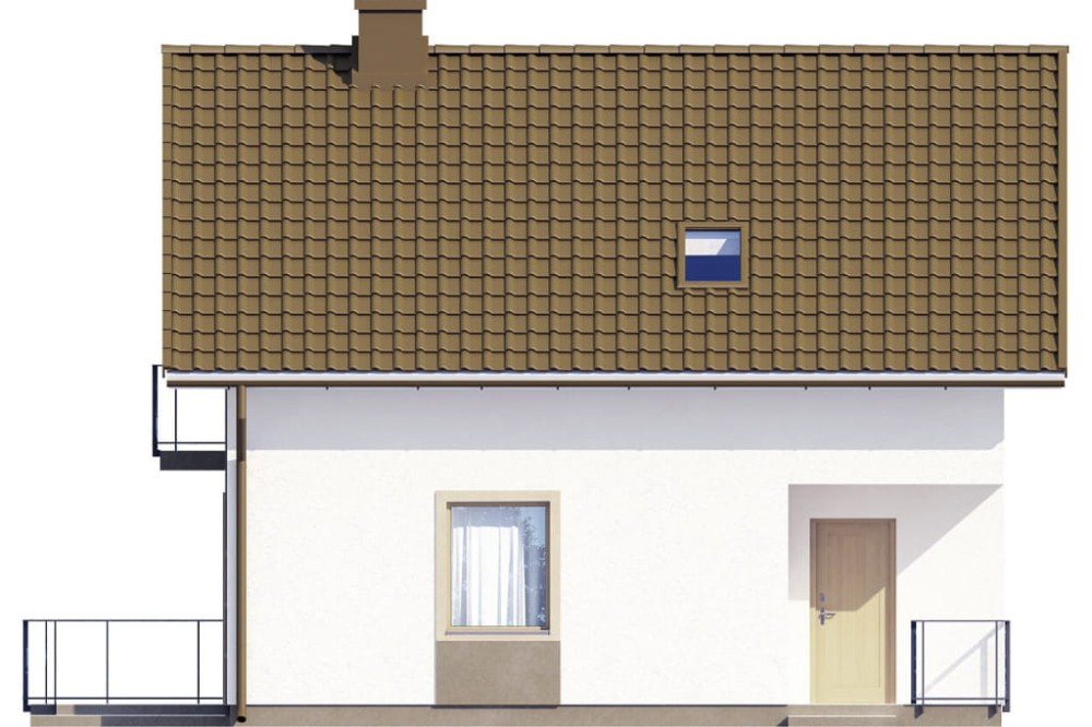 Projekt domu Wawrzynów 2 L-6536, parterowy z poddaszem mieszkalnym, częściowo podpiwniczony - wizualizacja elewacji frontowej