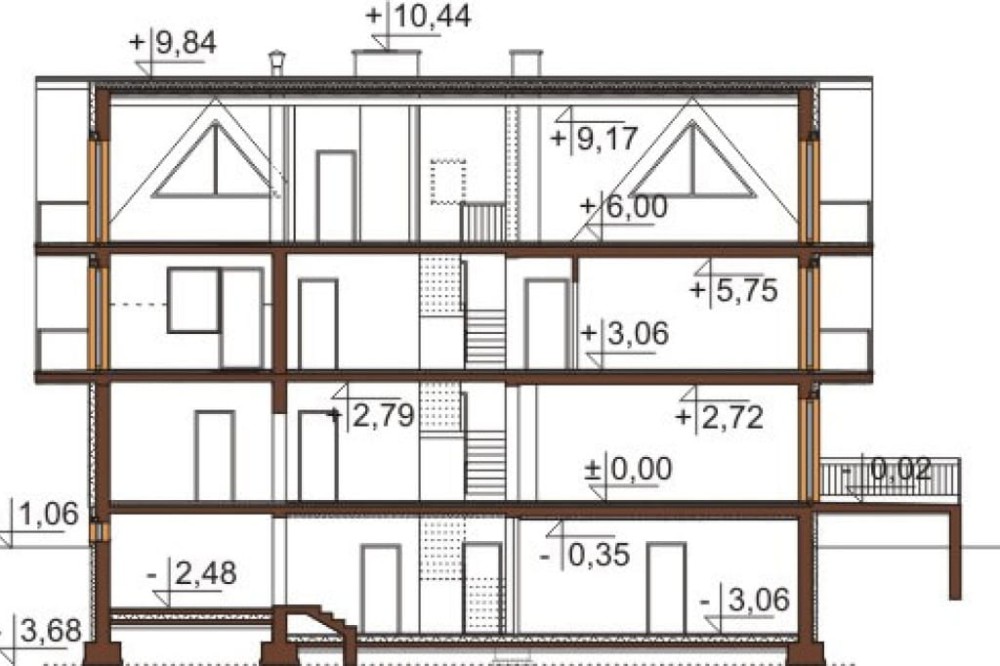 Projekt domu Zakopane 2 L-6551, piętrowy z poddaszem mieszkalnym, podpiwniczony, z garażem - przekrój B-B