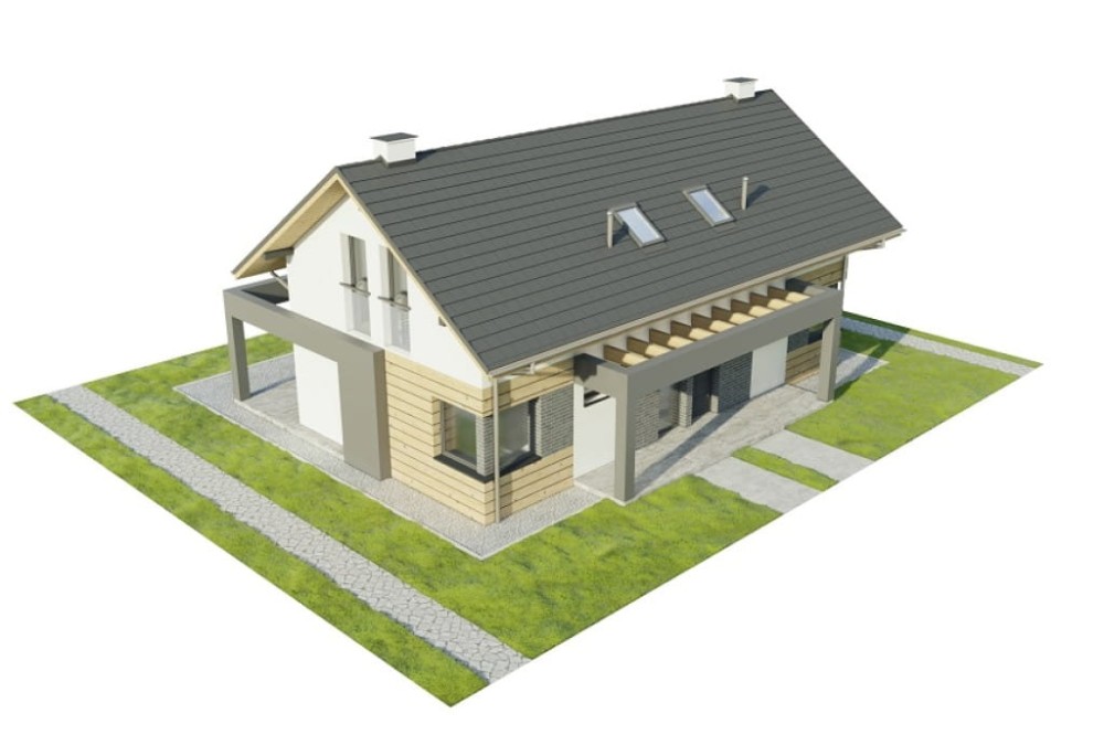 Projekt domu Flesante DM-6786, parterowy z użytkowym poddaszem, niepodpiwniczony - model