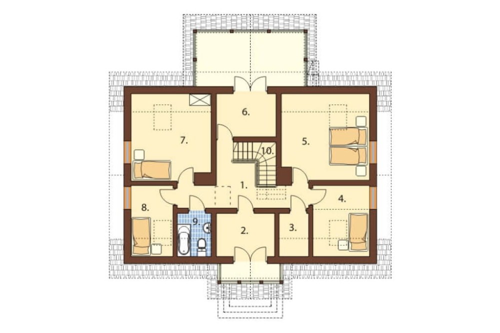 Projekt domu Krosna 2 L-6480, parterowy z poddaszem mieszkalnym, bez podpiwniczenia -rzut poddasza
