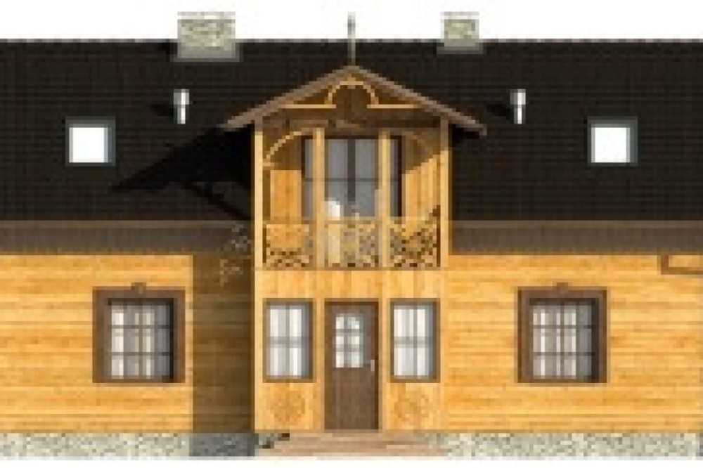 Projekt domu Krosna 2 L-6480, parterowy z poddaszem mieszkalnym, bez podpiwniczenia -elewacja frontowa