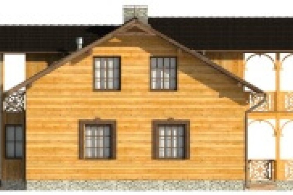 Projekt domu Krosna 2 L-6480, parterowy z poddaszem mieszkalnym, bez podpiwniczenia -elewacja prawa