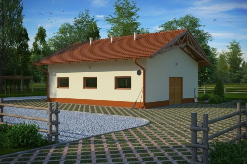 Projekt budynku gospodarczego ZG-88, parterowy, niepodpiwniczony - kolorystyka wersja 1