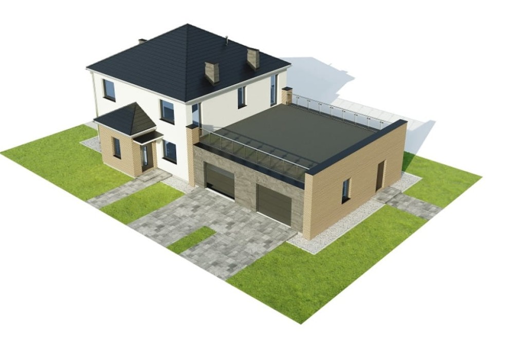 Projekt domu Istro DM-6738, piętrowy, niepodpiwniczony, z garażem dustanowiskowym - model