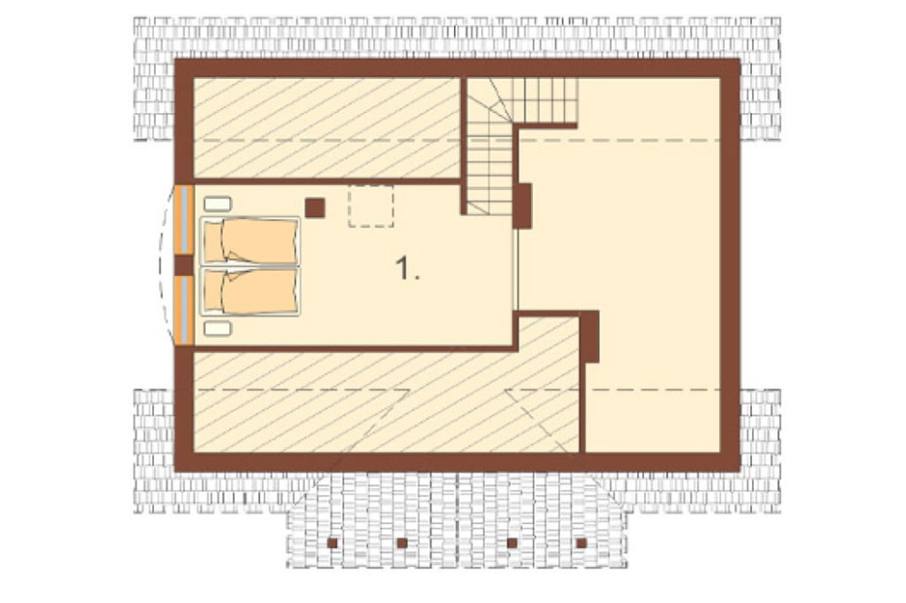 Projekt domu Podzamcze 2 L-6255, parterowy z antresolą, bez podpiwniczenia - rzut poddasza