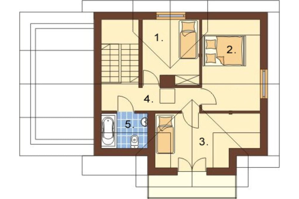 Projekt domu Piotrkowice L-6218, parterowy z poddaszem mieszkalnym, częściowo podpiwniczony, z garażem - rzut poddasza