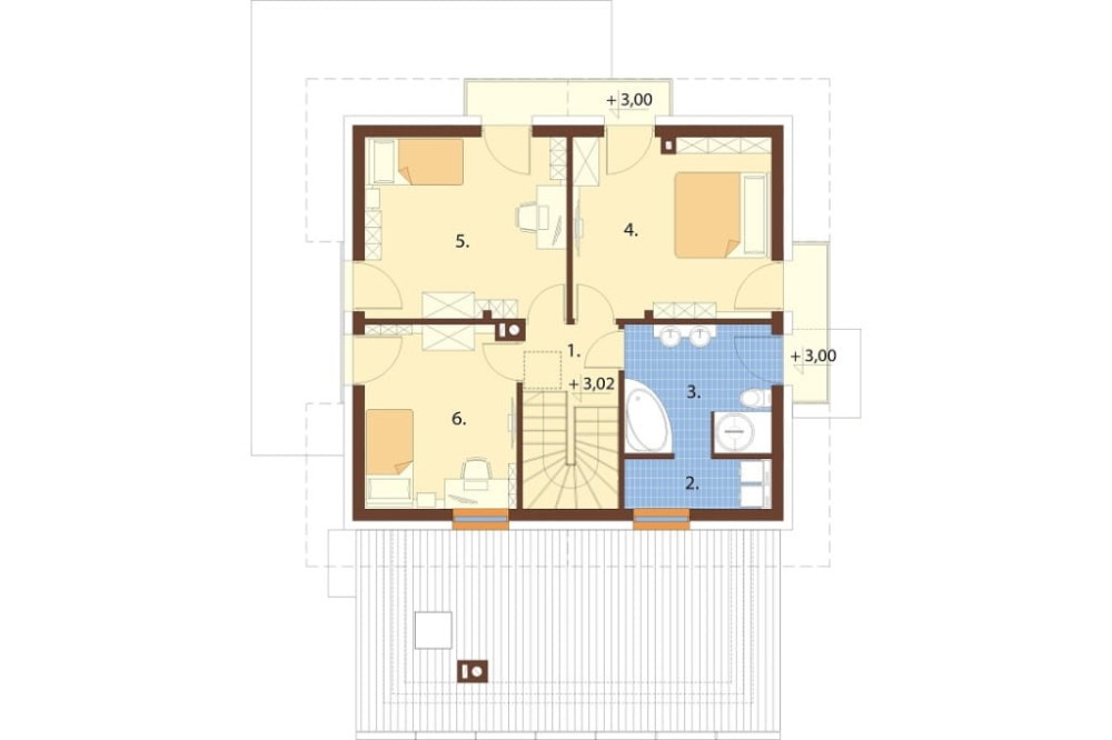 Projekt domu Ervia DM-6686, parterowy z poddaszem mieszkalnym, z garażem jednostanowiskowym - rzut poddasza