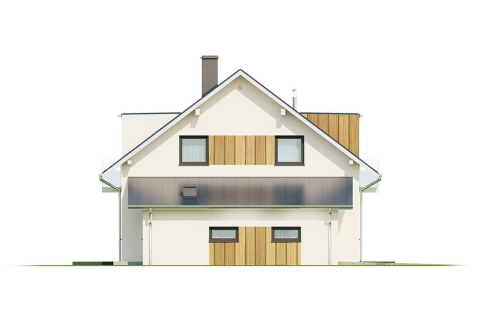 Projekt domu Ervia DM-6686, parterowy z poddaszem mieszkalnym, z garażem jednostanowiskowym - wizualizacja elewacji lewej