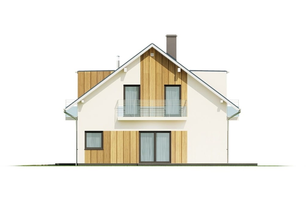 Projekt domu Ervia DM-6686, parterowy z poddaszem mieszkalnym, z garażem jednostanowiskowym - wizualizacja elewacji prawej