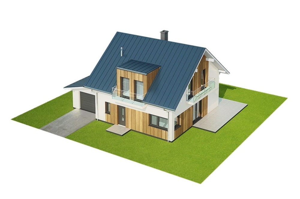 Projekt domu Ervia DM-6686, parterowy z poddaszem mieszkalnym, z garażem jednostanowiskowym - model