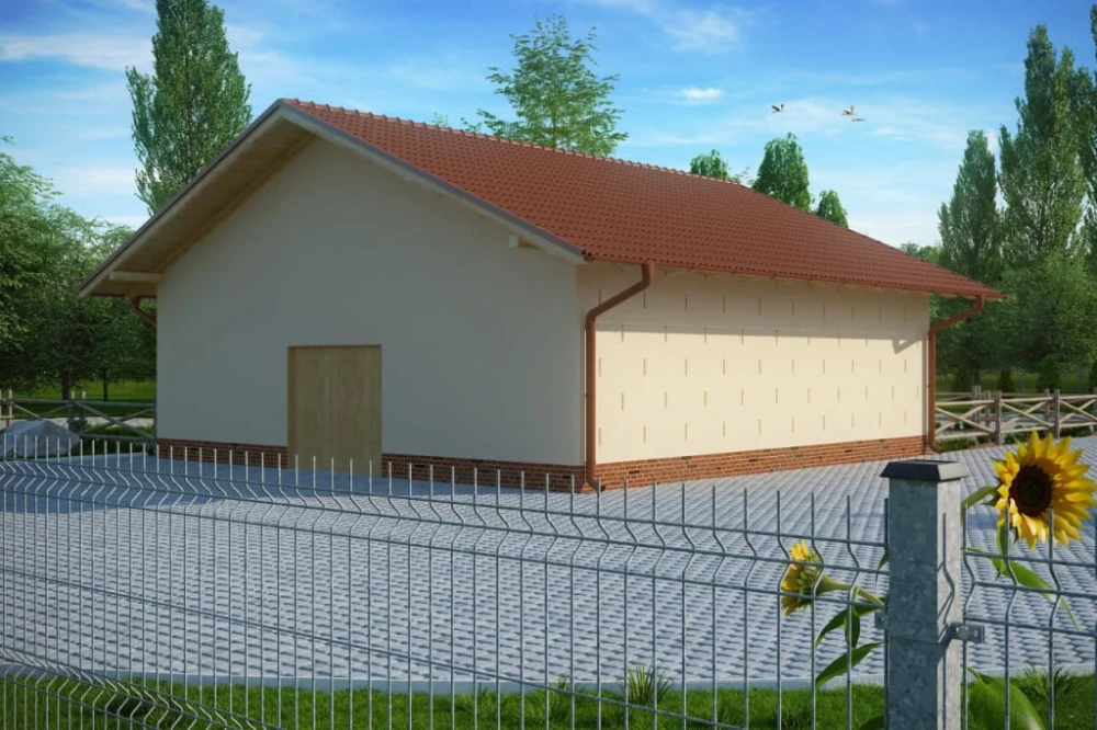 Projekt stodoły ZG-80, parterowy, niepodpiwniczony, bez poddasza - kolorystyka wersja 2