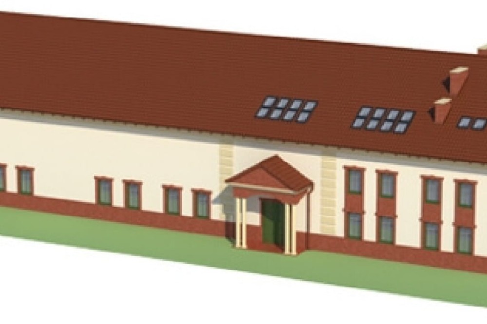 Projekt hali magazynowo-biurowej K-100, budynek piętrowy z antresolą, bez podpiwniczenia - model