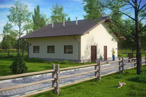 Projekt chlewni ZG-75, parterowy, niepodpiwniczony, bez poddasza - kolorystyka wersja 1