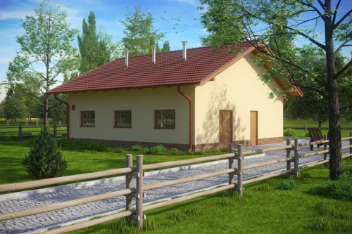 Projekt chlewni ZG-75, parterowy, niepodpiwniczony, bez poddasza - kolorystyka wersja 2