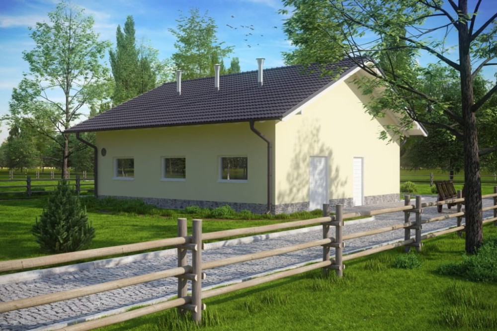 Projekt chlewni ZG-75, parterowy, niepodpiwniczony, bez poddasza - kolorystyka wersja 3