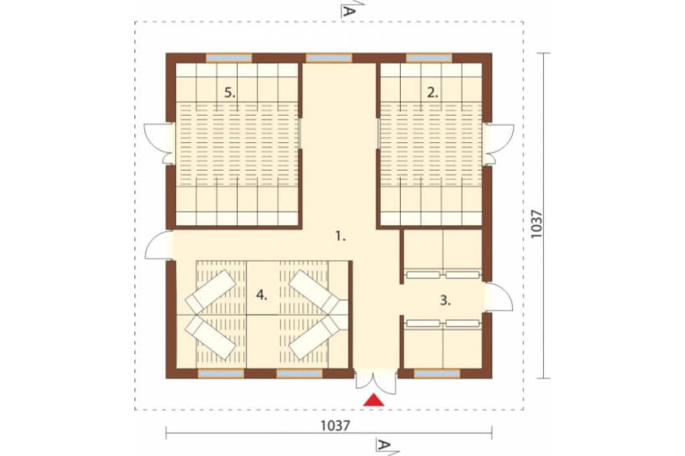 Projekt chlewni ZG-75, parterowy, niepodpiwniczony, bez poddasza - rzut parteru