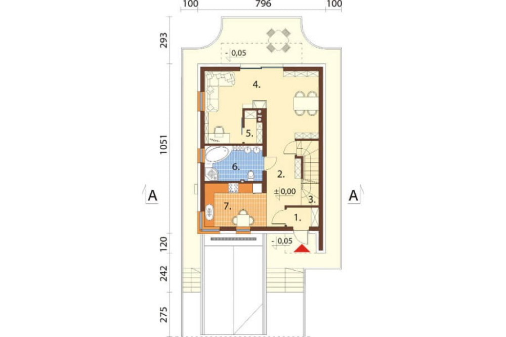 Projekt domu Irysowo 2 L-6594, dom parterowy z poddaszem mieszkalnym, z garażem, częściowo podpiwniczony  - rzut parteru