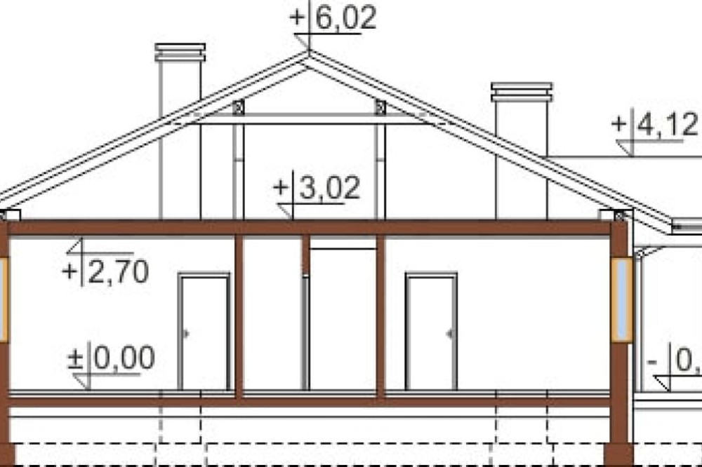 Projekt domu Radostowo C2 L-6503C, parterowy, tradycyjny, z garażem, niepodpiwniczony - przekrój A-A