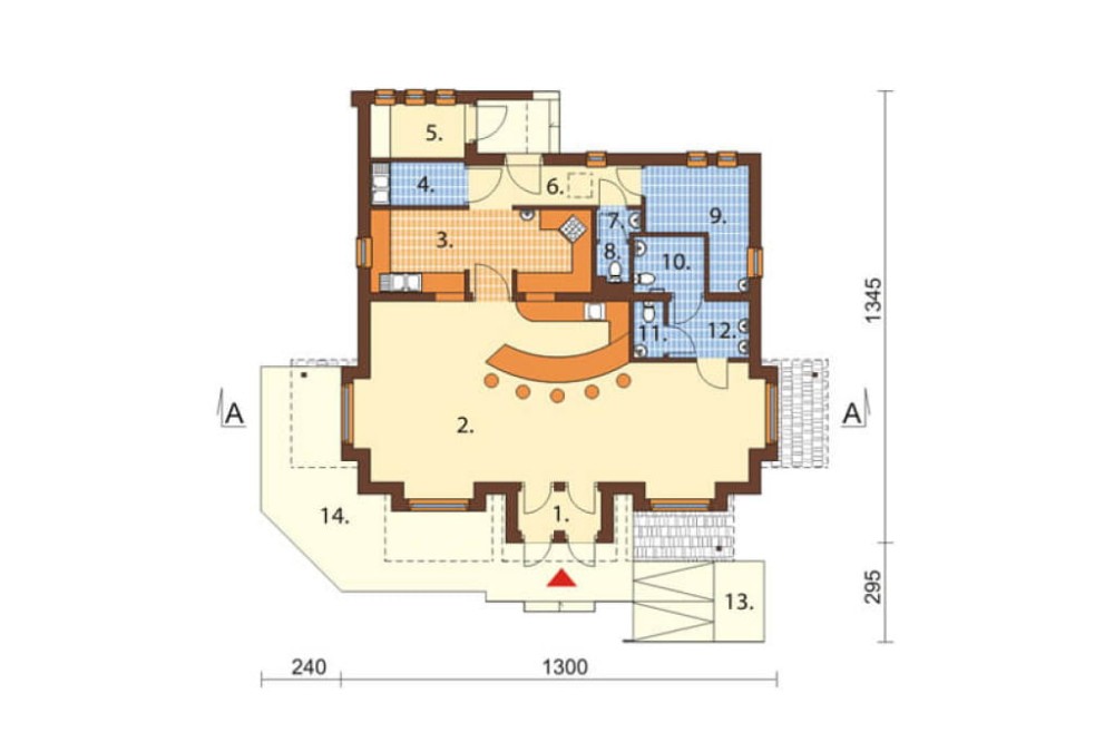 Projekt baru K-03, budynek parterowy, niepodpiwniczony - rzut parteru