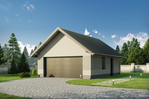 Projekt garażu dwustanowiskowego ZG-109, parterowy, bez piwnicy, bez poddasza - kolorystyka wersja 1