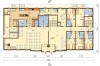 Projekt hotelu LK-74, dwupiętrowy, podpiwniczony, bez garażu - rzut parteru