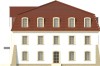 Projekt hotelu LK-74, dwupiętrowy, podpiwniczony, bez garażu - elewacja prawa