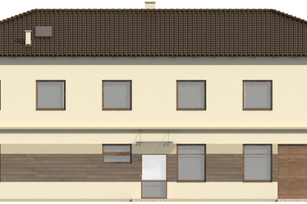 Projekt budynku produkcyjno - usługowego K-39, piętrowy, bez podpiwniczenia, bez garażu - elewacja ogrodowa