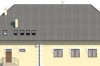 Projekt domu weselnego LK-42, parterowy z antresolą, bez podpiwniczenia, bez garażu - elewacja ogrodowa