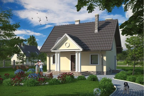 Projekt domu Zalesie 2 L-6268, parterowy z poddaszem mieszkalnym, bez podpiwniczenia - kolorystyka wersja 2