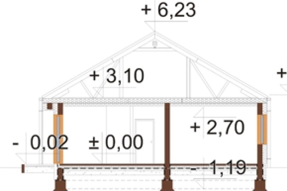 Projekt domu DM-6788 - przekrój A-A