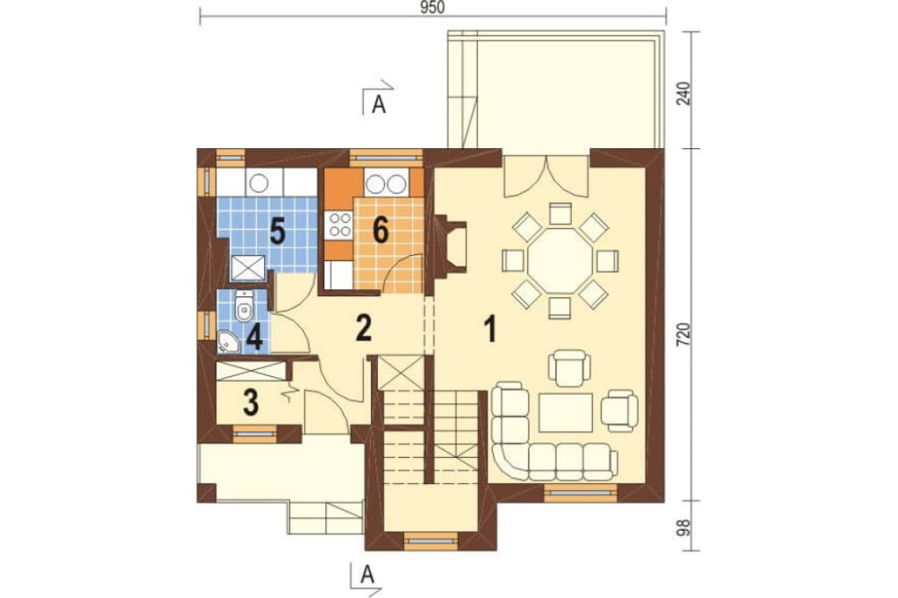Projekt domu Natalinów L-6251, parterowy z poddaszem mieszkalnym, bez podpiwniczenia - rzut parteru