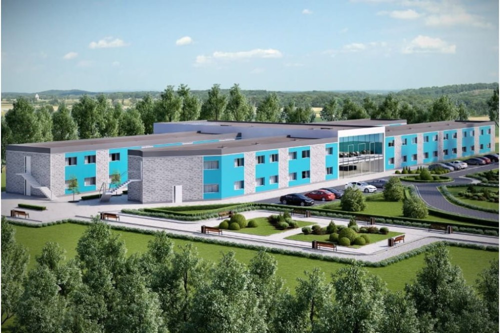 Projekt hotelu LK-96, dwukondygnacyjny, niepodpiwniczony, bez garażu - kolorystyka wersja 2