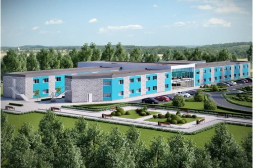 Projekt hotelu LK-96, dwukondygnacyjny, niepodpiwniczony, bez garażu - kolorystyka wersja 2