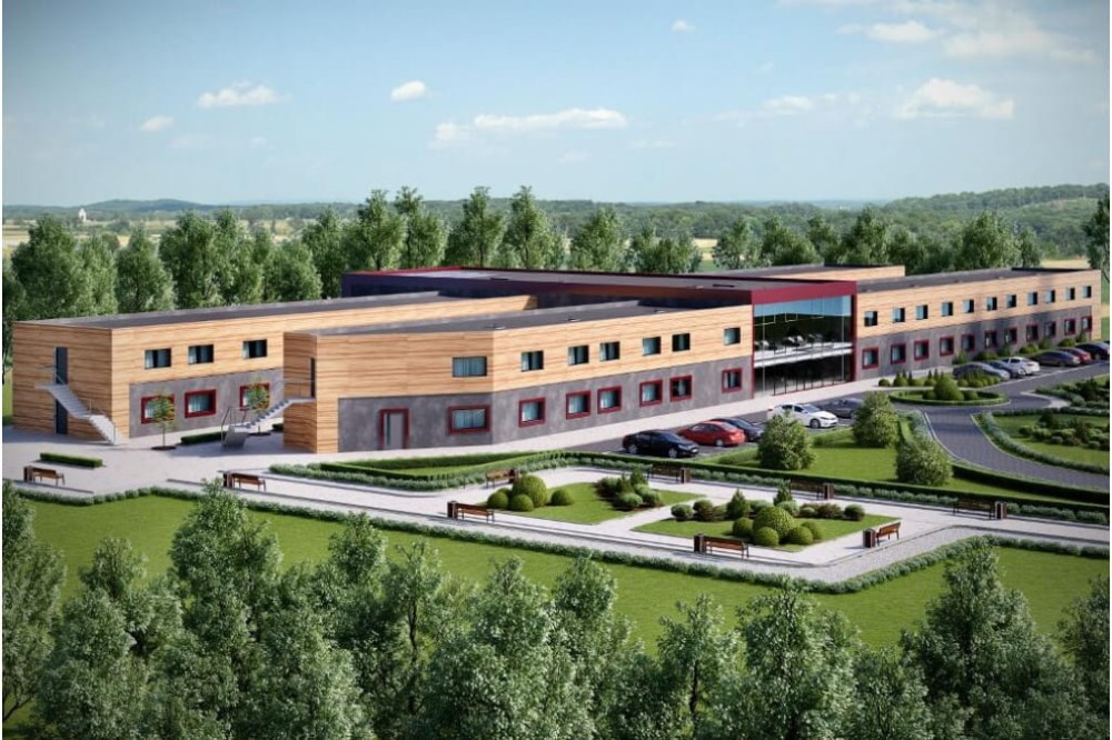 Projekt hotelu LK-96, dwukondygnacyjny, niepodpiwniczony, bez garażu - kolorystyka wersja 3