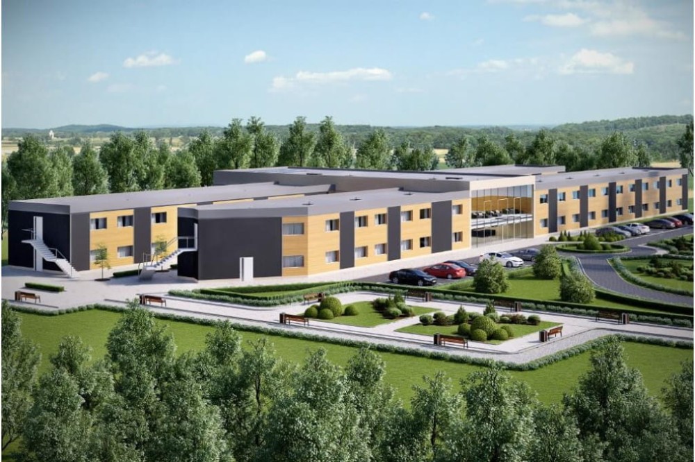 Projekt hotelu LK-96, dwukondygnacyjny, niepodpiwniczony, bez garażu - kolorystyka wersja 4