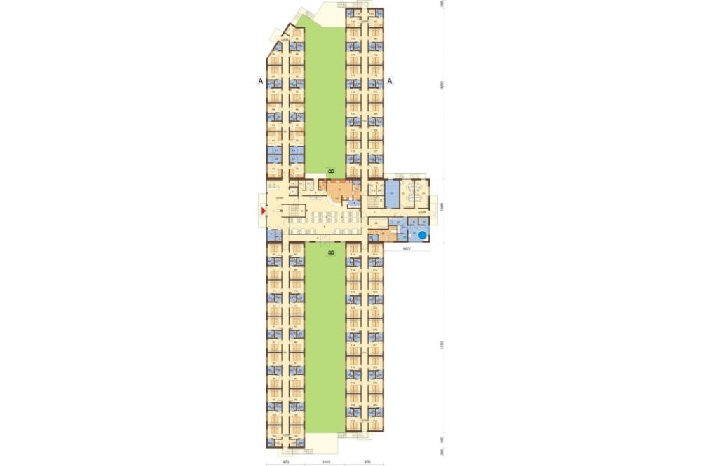 Projekt hotelu LK-96, dwukondygnacyjny, niepodpiwniczony, bez garażu - rzut parteru