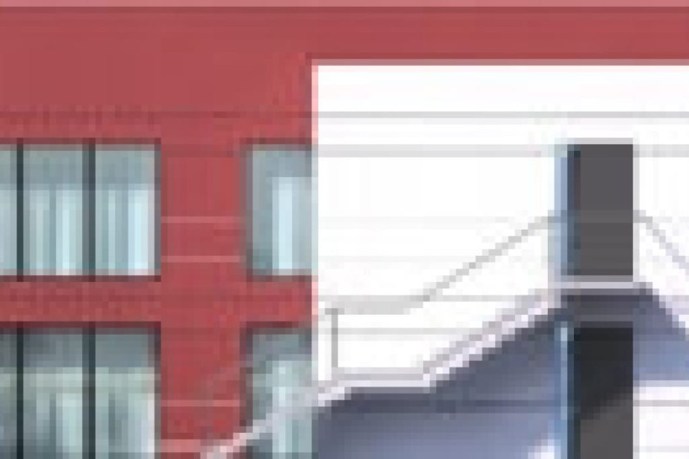 Projekt hotelu LK-96, dwukondygnacyjny, niepodpiwniczony, bez garażu - elewacja prawa