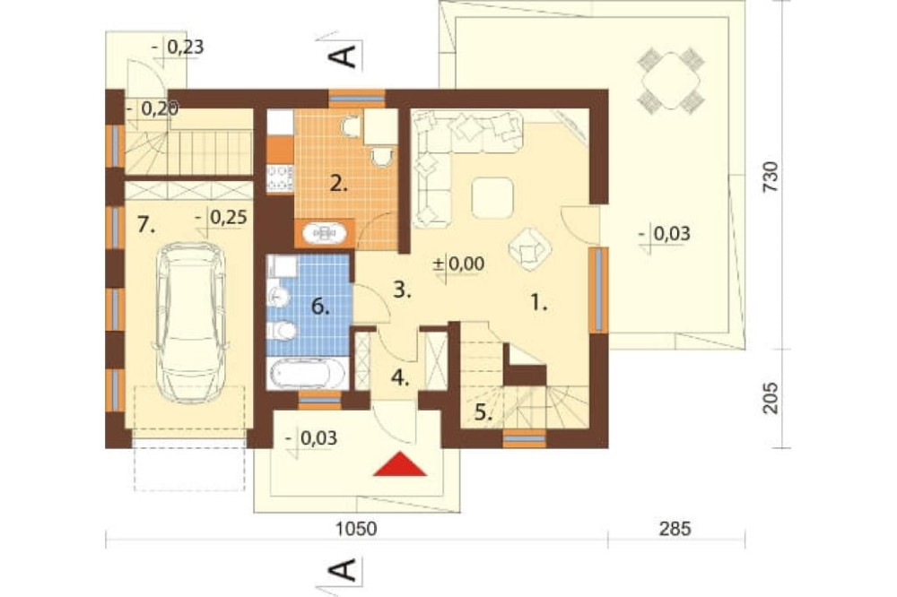 Projekt domu Broniszew N DM-6207 N, parterowy z poddaszem mieszkalnym, częściowo podpiwniczony z garażem - rzut parteru