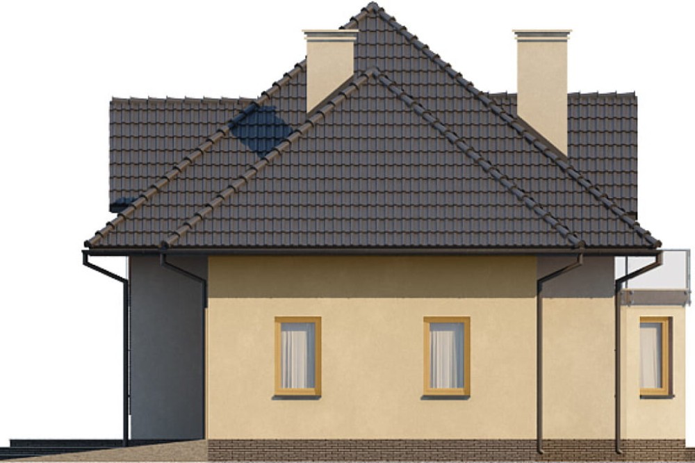 Projekt domu Astry DM-6572, parterowy z poddaszem mieszkalnym, niepodpiwniczony, z garażem dwustanowiskowym - elewacja prawa